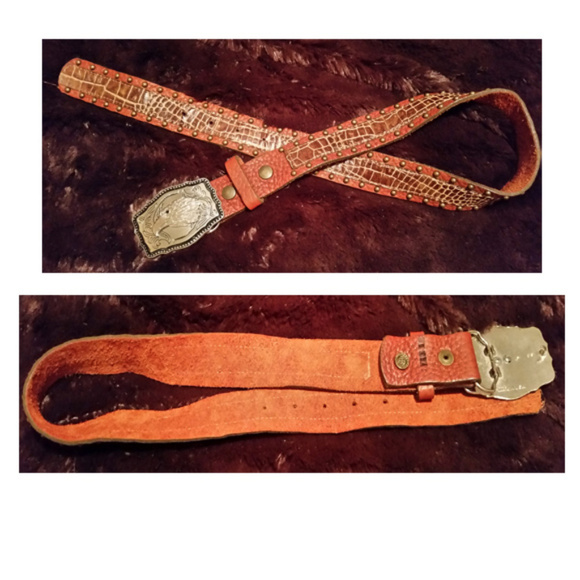 Leatherock textured brown snakeskin leather belt eagle buckle 28 or XS